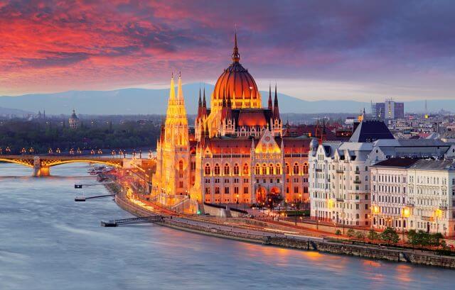 Hungarian parliament at sunset