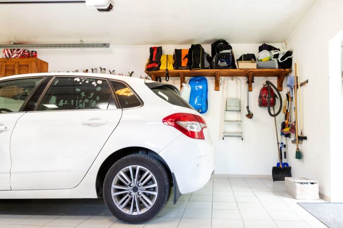 tidy garage for car and storage