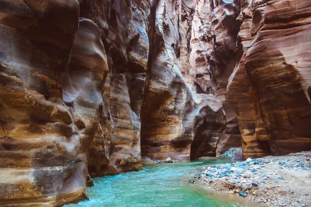 River canyon of Wadi Mujib in Dead Sea in Jordan