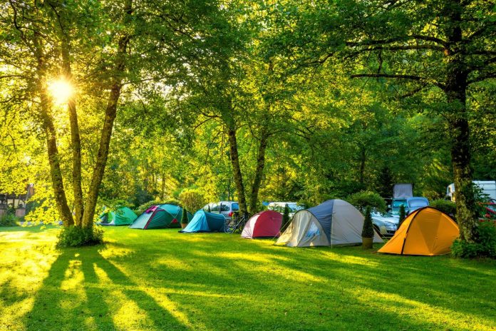 camping is a row of tents
