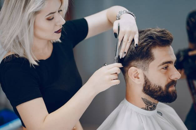 man getting haircut