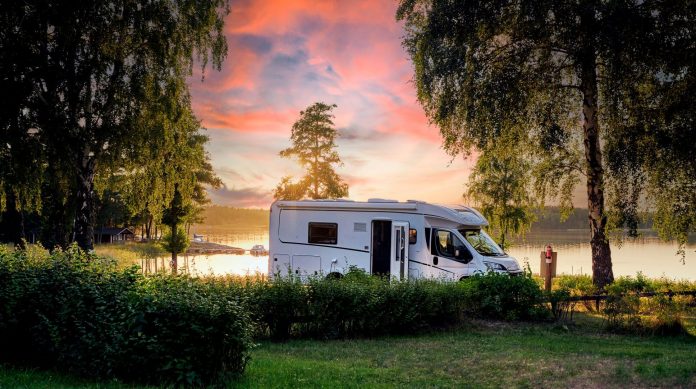 campervan by lake in Sweden