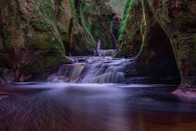 the gorge of glen finnich also known as the devils pulpit in the highlands of scotland