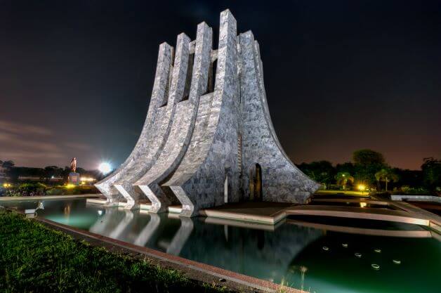 Kwame Nkrumah Memorial Park at night - Accra, Ghana