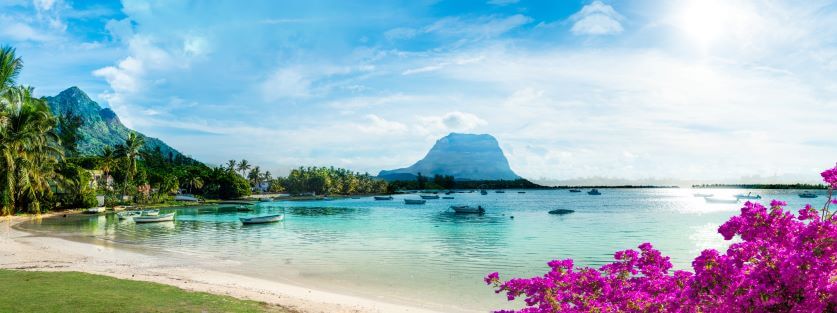 Mauritius beach and mountains