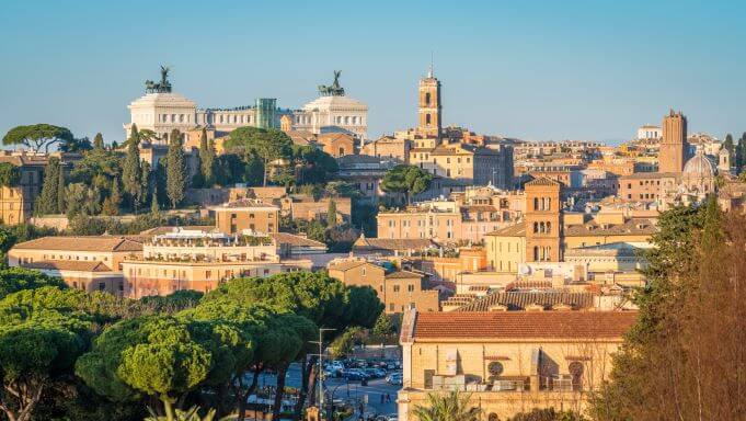 Panoramic view from the Giardino degli Aranci on the aventine hill