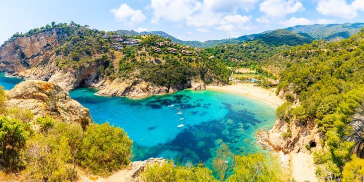 Cala Giverola beach on Costa Brava Spain