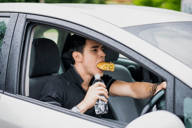 driving car and eating