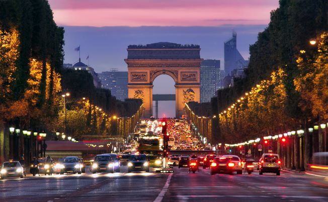 Champs Elysees and Arc de Triomphe