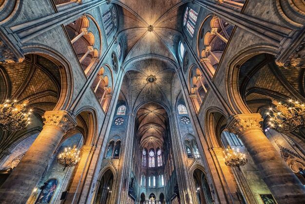 Inside the Notre Dame Cathedral in Paris