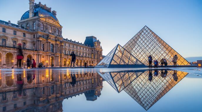 Louvre Museum with Louvre Pyramid