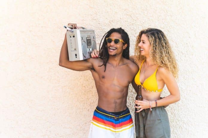 man in retro swimwear