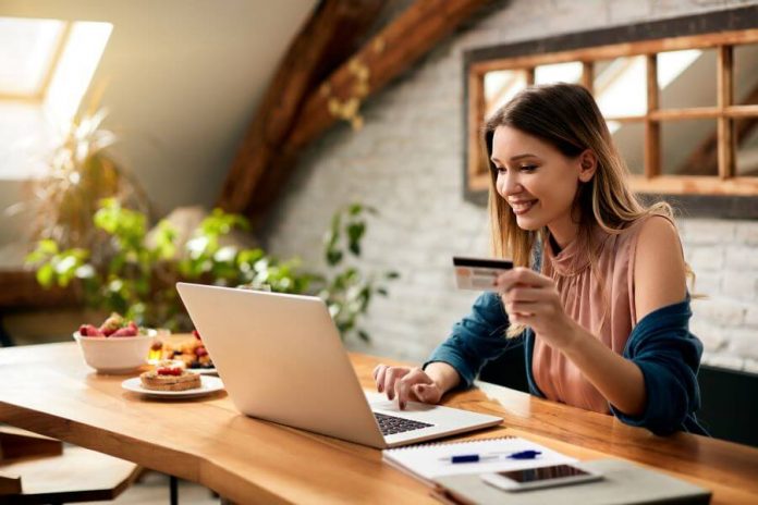 woman buying online