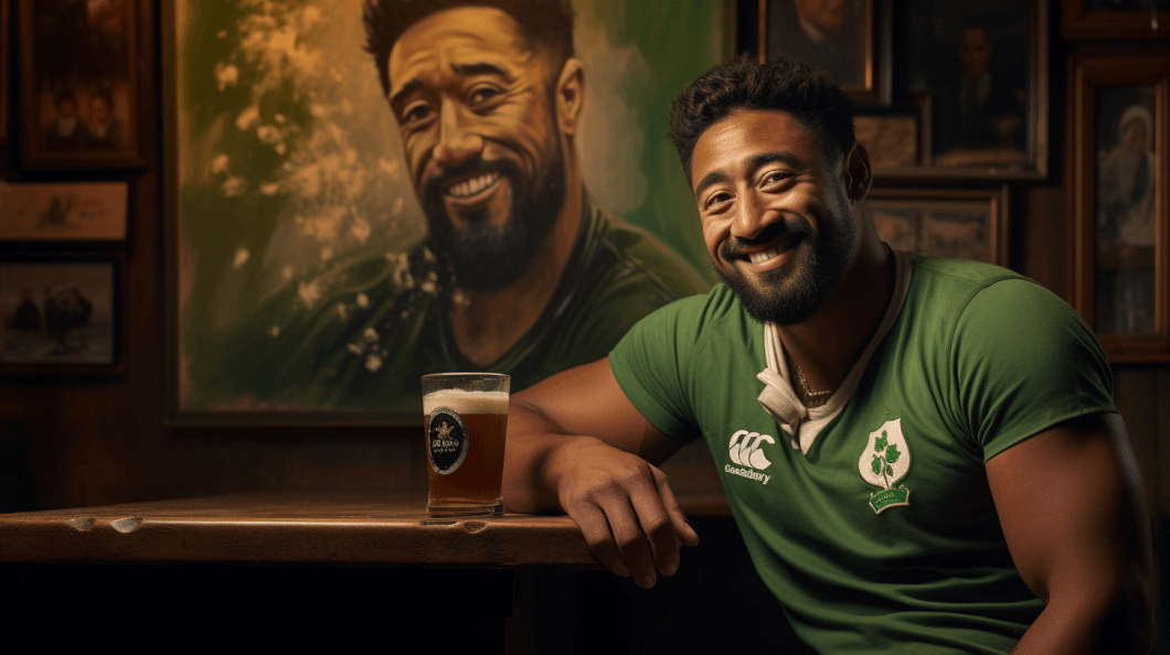 bundee aki in an irish pub