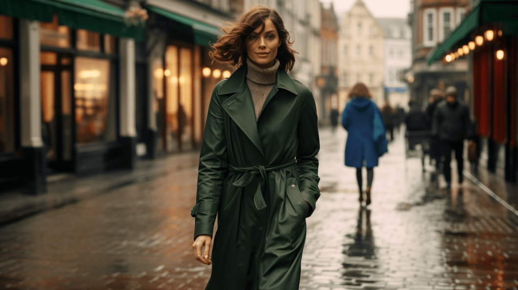 green raincoat