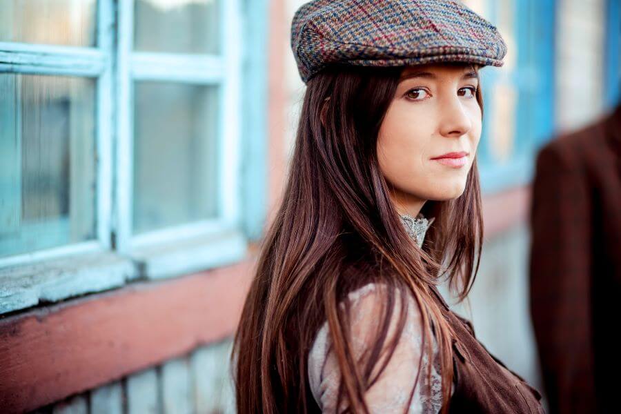 irish woman wearing flat cap