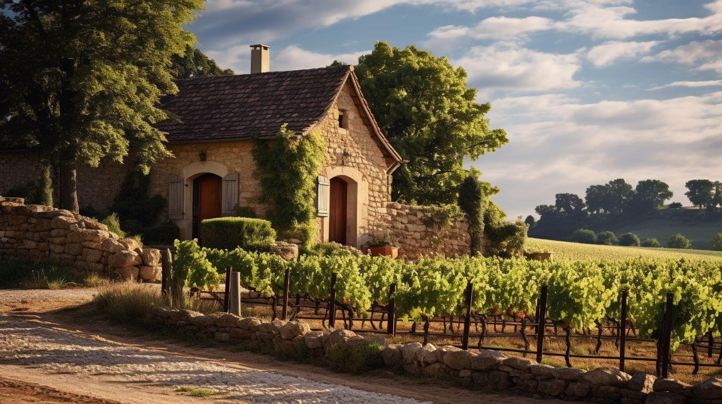 french cottage in vineyard