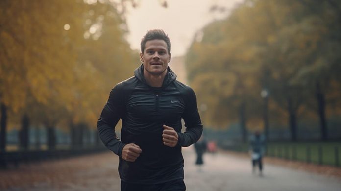man jogging in the park