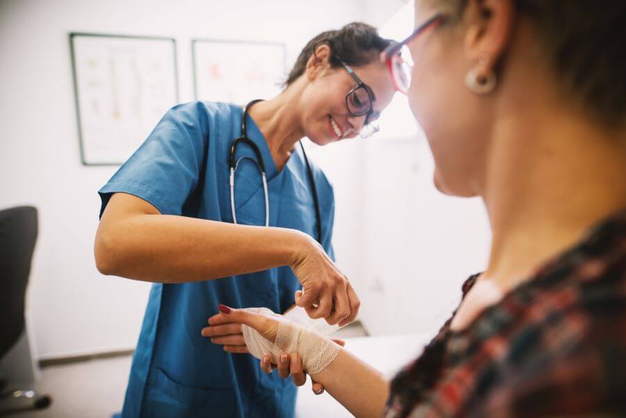 woman gets medical care