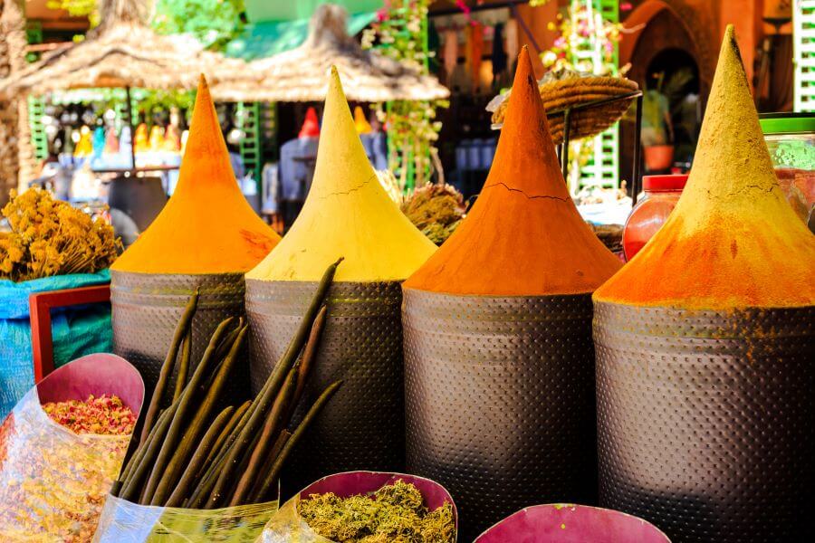 Moroccan spice stall in marrakech market