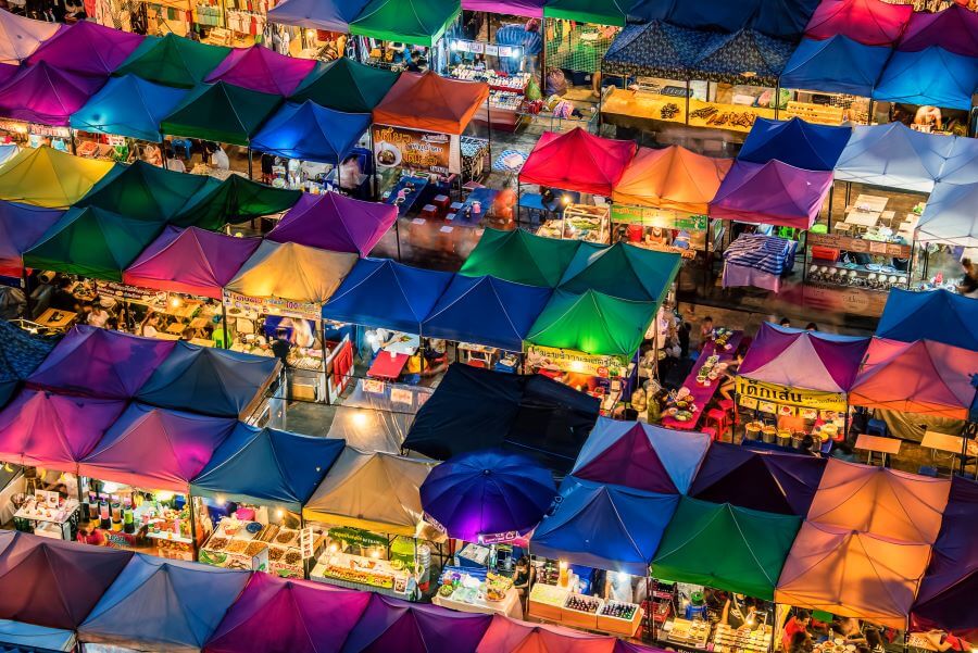 Train night market in Ratchadapisek Bangkok