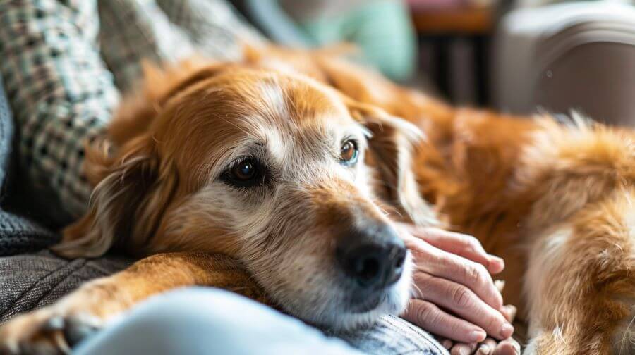 older dog gets a cuddle