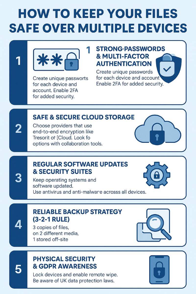 How to Keep Your Files Safe Over Multiple Devices infographic