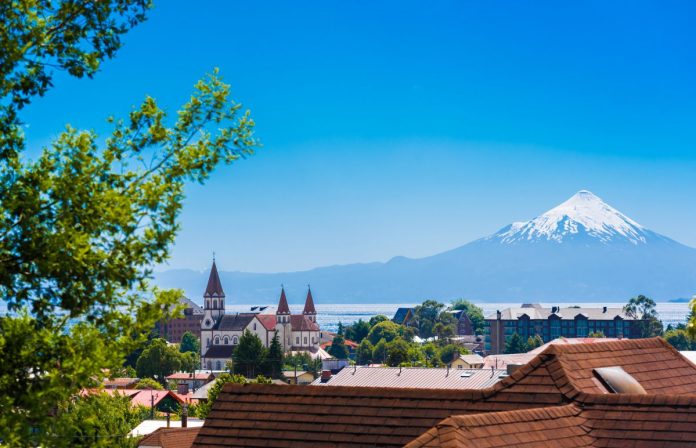 Osorno volcano and Llanquihue Lake, Parque, Puerto Varas, Lake District of Chile