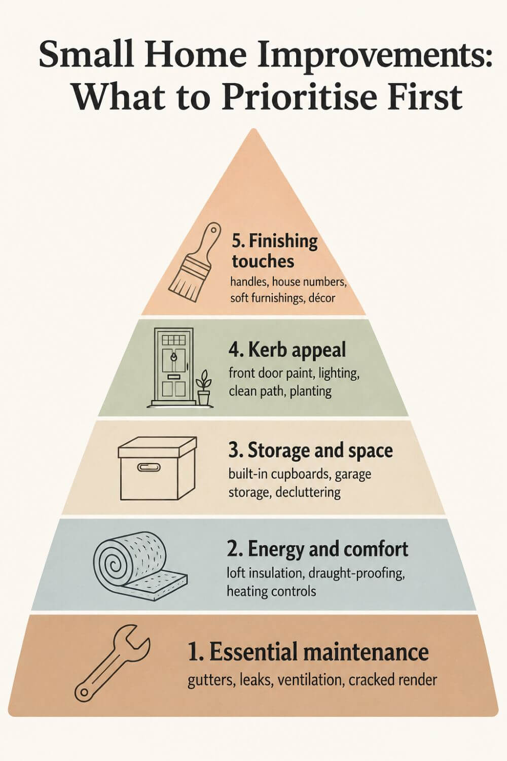Small Property Improvements That Can Have a Big Impact 1 Small Home Improvements Priority Pyramid